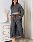 Gray Tank, Pants, Cardigan Set