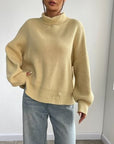 Rosy Brown Turtleneck Dropped Shoulder Sweater