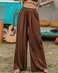 Dark Olive Green High Waist Wide Leg Pants