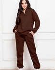 Black Half Zip Long Sleeve Sweatshirt and Pants Set