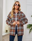 Gray Plaid Collared Shirt Jacket