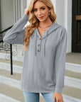 Dark Gray Cable-Knit Long Sleeve Hoodie