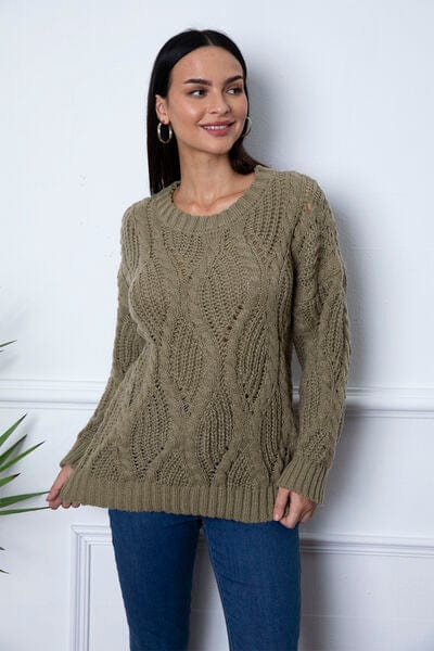 Light Gray Round Neck Dropped Shoulder Sweater