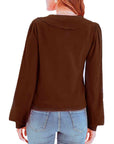 Saddle Brown Collared Long Sleeve Button Down Cardigan