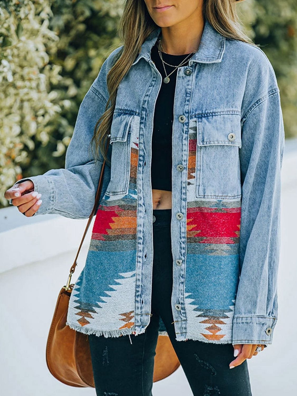 Gray Collared Neck Dropped Shoulder Denim Jacket