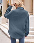 Gray Collared Neck Dropped Shoulder Shirt