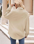 Gray Collared Neck Dropped Shoulder Shirt