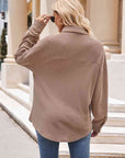 Rosy Brown Collared Neck Dropped Shoulder Shirt