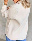 Gray Collared Neck Rib-Knit Top