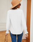 Light Gray Contrast Flounce Sleeve Blouse