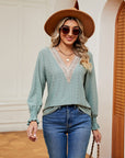 Gray Contrast Flounce Sleeve Blouse