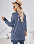 Dark Slate Gray Contrast Mock Neck Long Sleeve T-Shirt