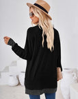 Black Contrast Mock Neck Long Sleeve T-Shirt