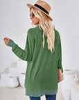 Dark Olive Green Contrast Mock Neck Long Sleeve T-Shirt