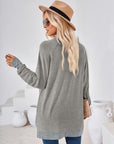 Light Gray Contrast Mock Neck Long Sleeve T-Shirt