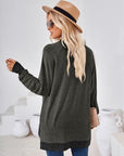 Dark Slate Gray Contrast Mock Neck Long Sleeve T-Shirt