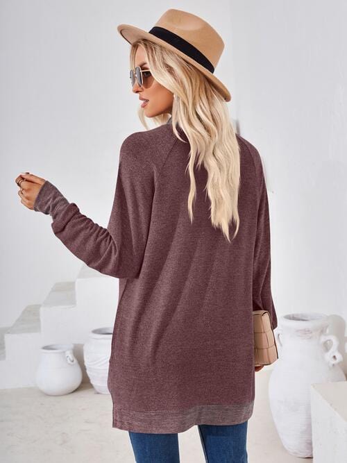 Light Gray Contrast Mock Neck Long Sleeve T-Shirt