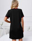 Black Contrast Trim Round Neck Mini Dress