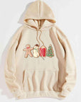 Light Gray Graphic Drawstring Hoodie with Pocket