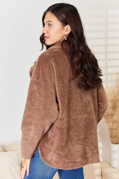 Gray Culture Code Double Breasted Fuzzy Coat