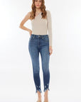 White Smoke Kancan Raw Hem High Waist Cropped Jeans