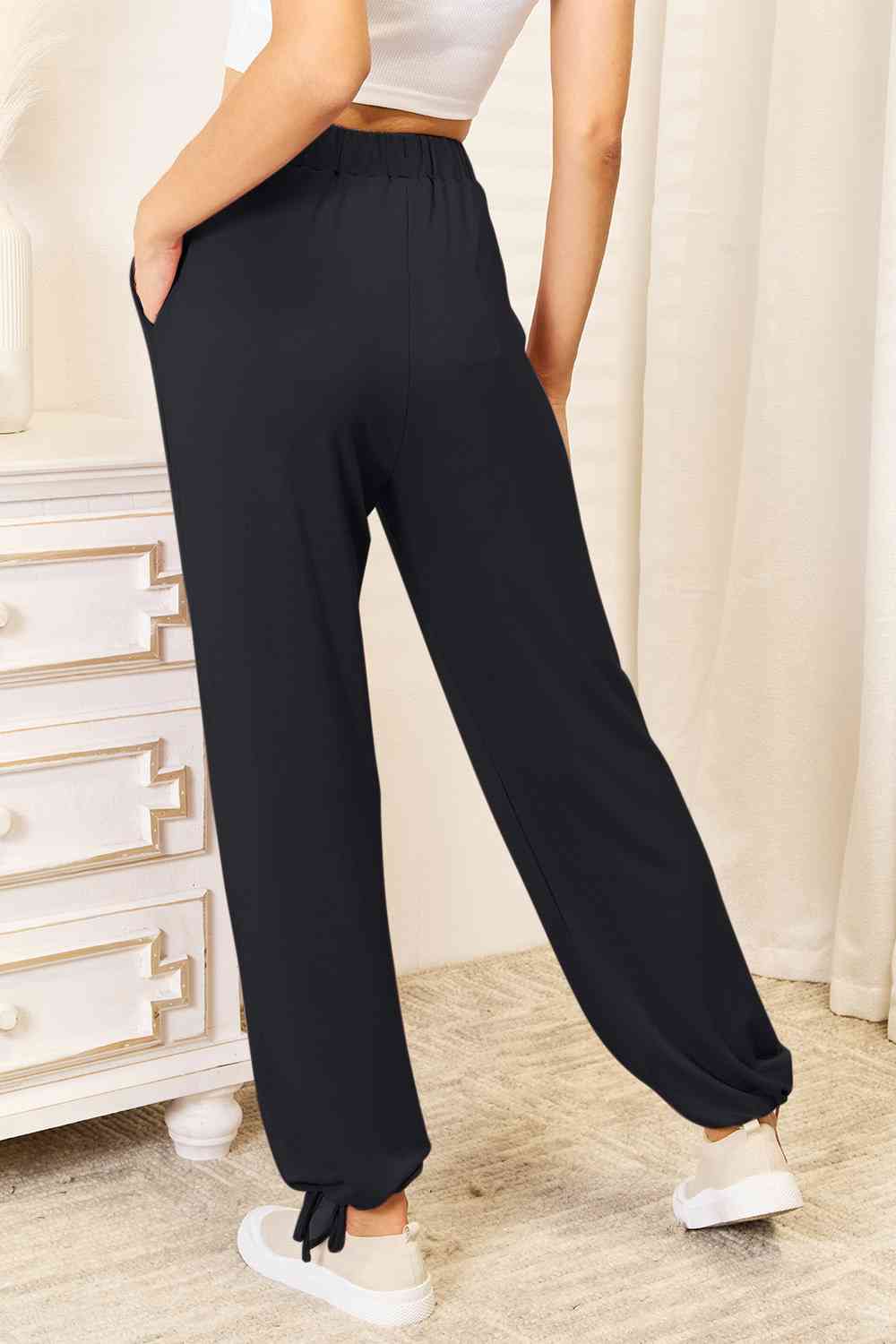 Dark Slate Gray Basic Bae Full Size Soft Rayon Drawstring Waist Pants with Pockets