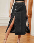 Dark Slate Gray Button Down Denim Skirt