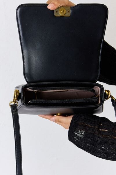 Black David Jones PU Leather Crossbody Bag