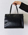 Black David Jones Texture PU Leather Handbag