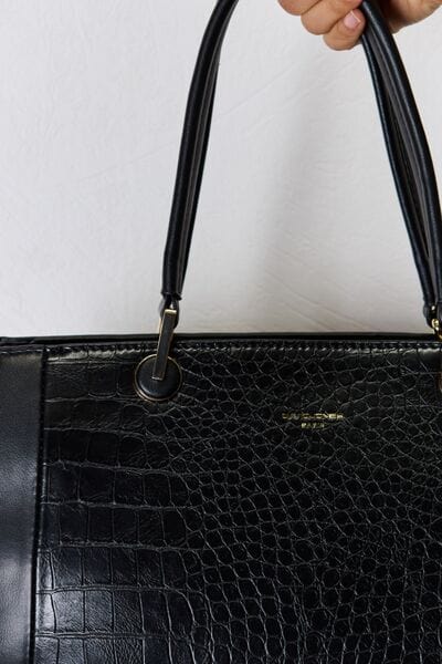 Black David Jones Texture PU Leather Handbag