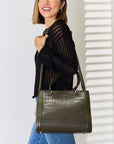 Dark Slate Gray David Jones Texture PU Leather Handbag