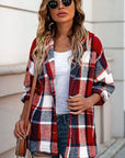 Gray Button Up Plaid Hooded Jacket