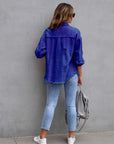 Dark Gray Distressed Drop Shoulder Denim Jacket