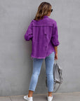 Dark Gray Distressed Drop Shoulder Denim Jacket