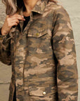 Dim Gray Double Take Camouflage Snap Down Jacket