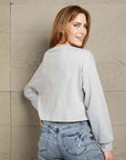 Dark Gray Double Take Exposed Seam Round Neck Cropped Top