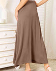 Light Gray Double Take Full Size Soft Rayon Drawstring Waist Maxi Skirt Rayon