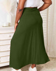 Light Gray Double Take Full Size Soft Rayon Drawstring Waist Maxi Skirt Rayon