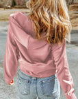 Rosy Brown Double Take Half-Zip Thumbhole Sleeve Hoodie