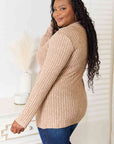 Light Gray Double Take Notched Neck Ribbed Long Sleeve T-Shirt