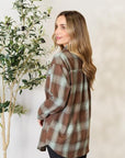 Light Gray Double Take Plaid Dropped Shoulder Shirt