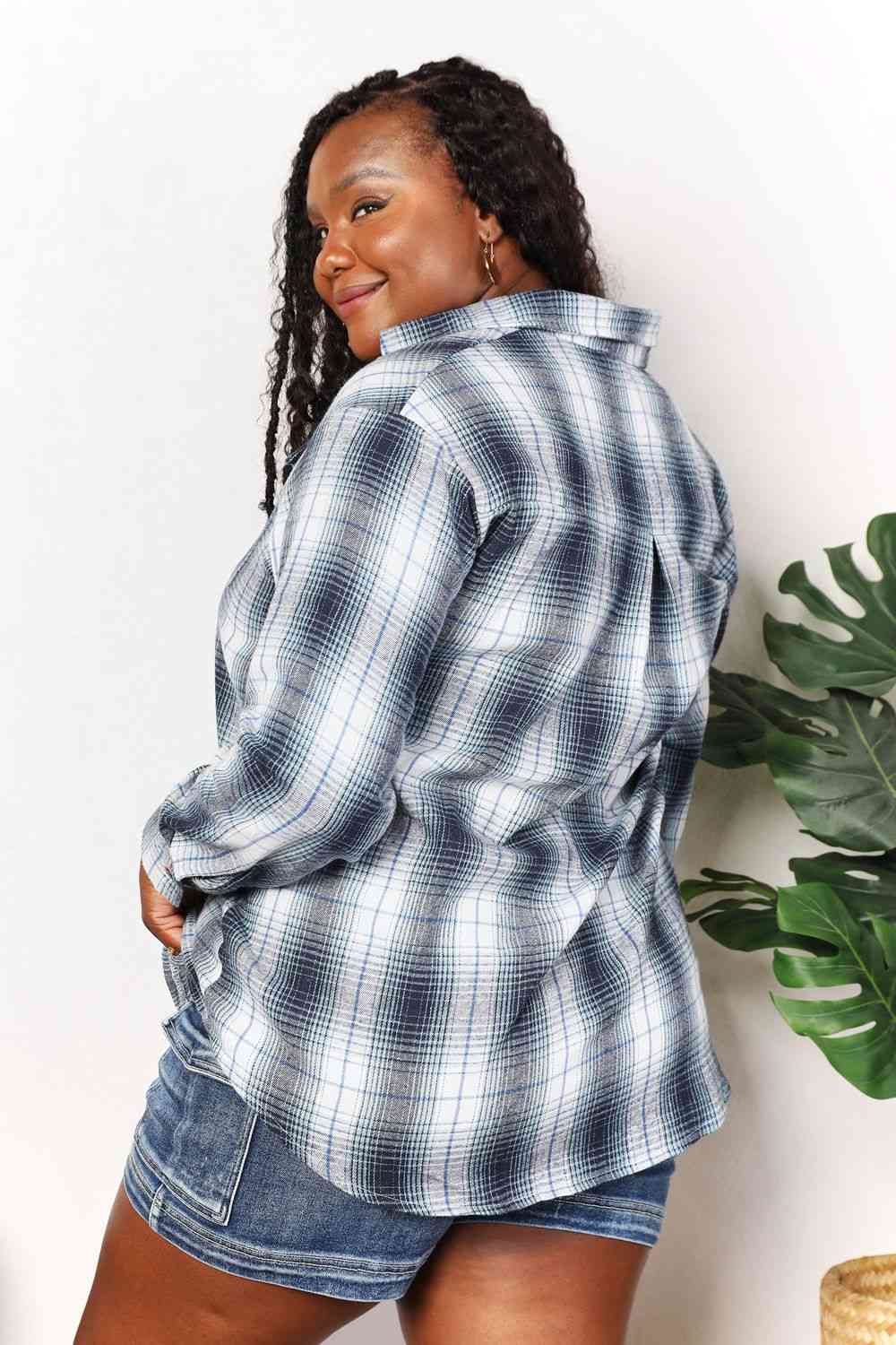 Lavender Double Take Plaid Dropped Shoulder Shirt