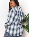 Lavender Double Take Plaid Dropped Shoulder Shirt