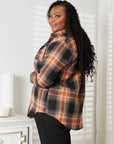 Light Gray Double Take Plaid Dropped Shoulder Shirt