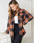 Light Gray Double Take Plaid Dropped Shoulder Shirt