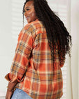 Light Gray Double Take Plaid Dropped Shoulder Shirt