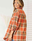 Light Gray Double Take Plaid Dropped Shoulder Shirt