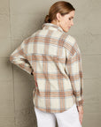 Rosy Brown Double Take Plaid Half-Zip Collared Curved Hem Sweatshirt