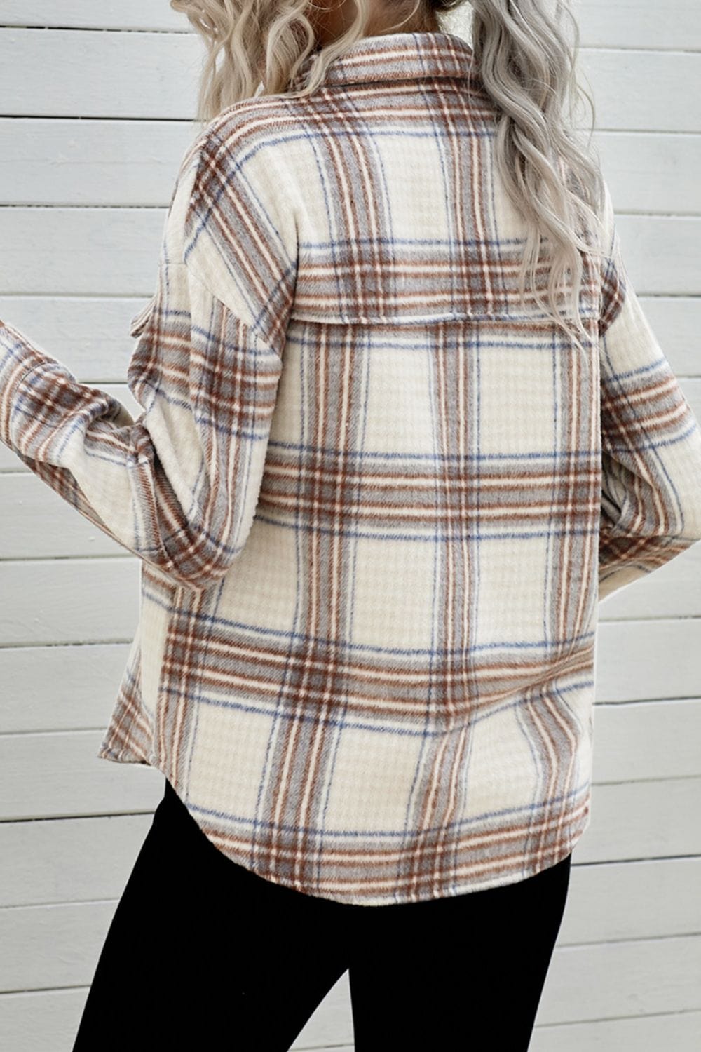 Gray Double Take Plaid Half-Zip Collared Curved Hem Sweatshirt