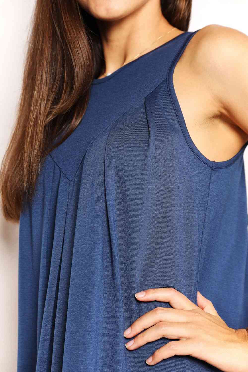 Dark Slate Blue Double Take Round Neck Sleeveless Mini Dress